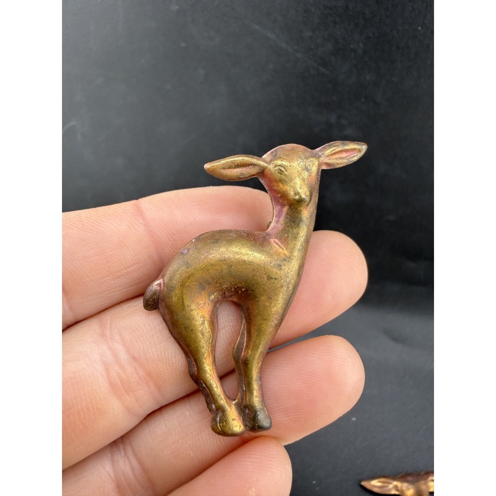 Vintage Deer Brooch Lot of 2 Gold Tone - Picture 2 of 8
